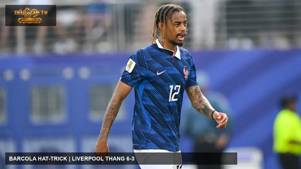 Bradley Barcola, người lập hat-trick cho Liverpool trước LASK